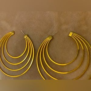 Unbranded Gold Tone Triple Layered Large Size Y2K Hoop Earrings Women’s Jewelry